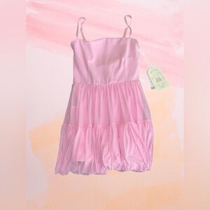 Blogilates Powder Pink Ballerina Dress with built in short set.